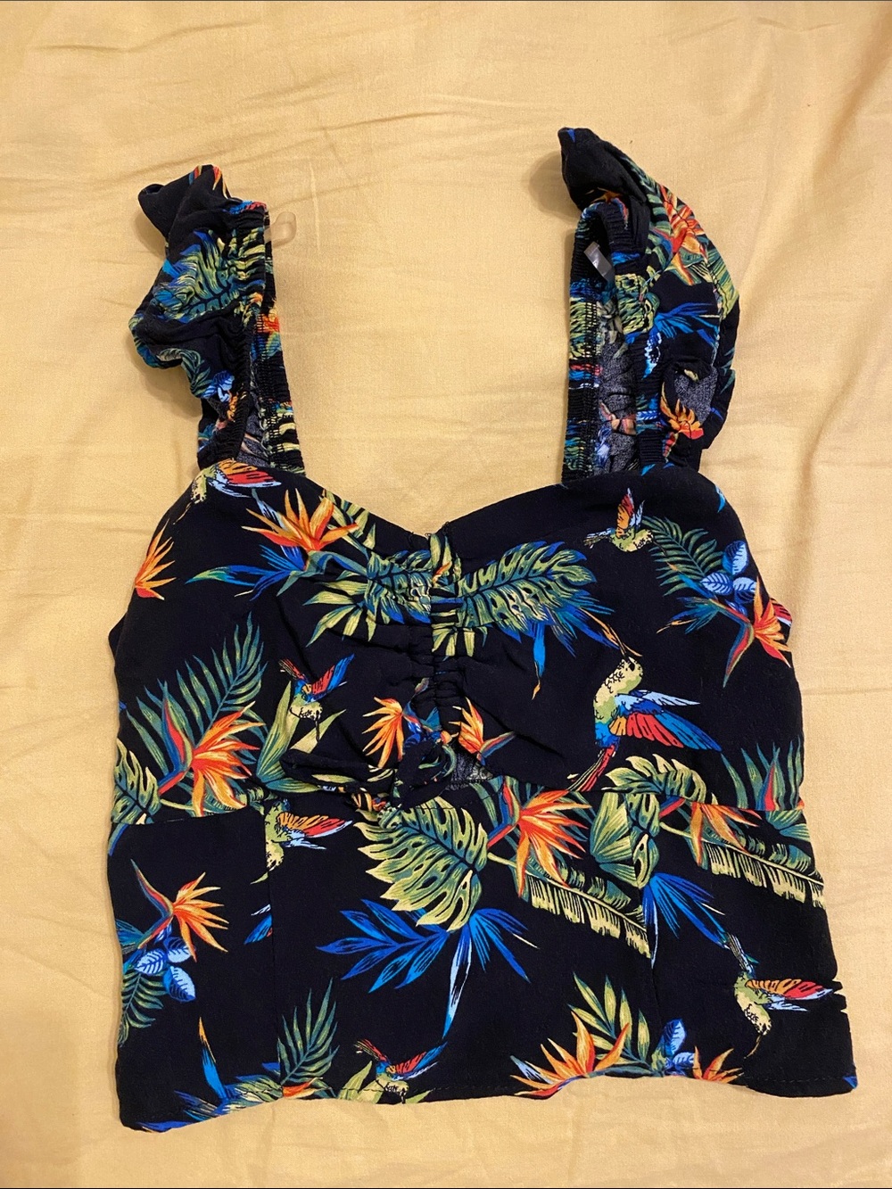No Boundaries Navy Tropical Floral Crop Top